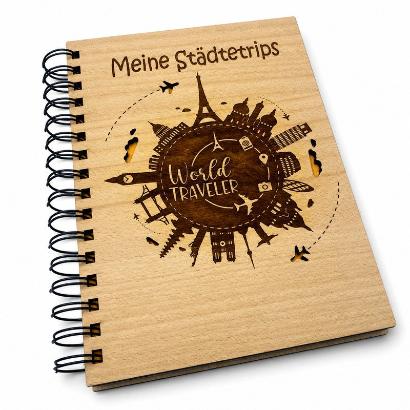 Reisetagebuch aus Holz - Meine Städtetrips 