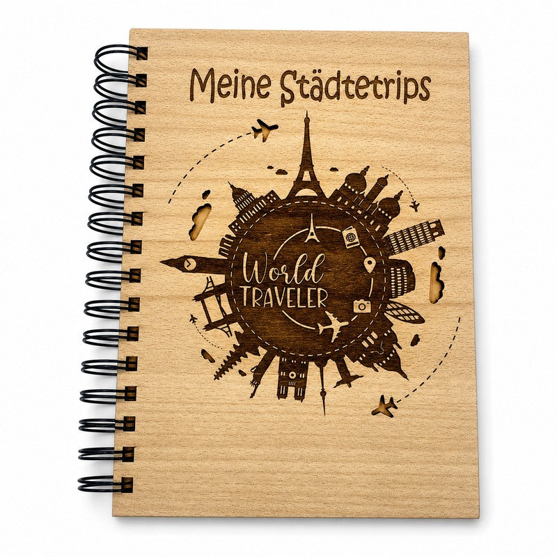 Reisetagebuch aus Holz - Städtebuch für Reisen