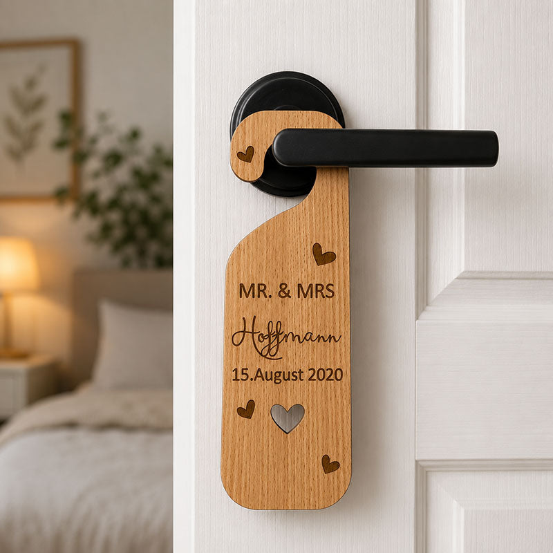Hochzeitsdekoration Türgriff-Schild aus Holz für die Hochzeitsnacht
