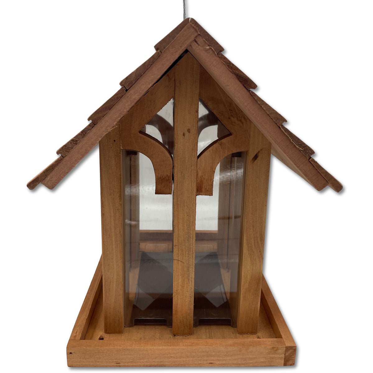 Hängendes Futterhaus aus Holz im Garten – geeignet für Meisen und Rotkehlchen - Vogelhaus aus Holz