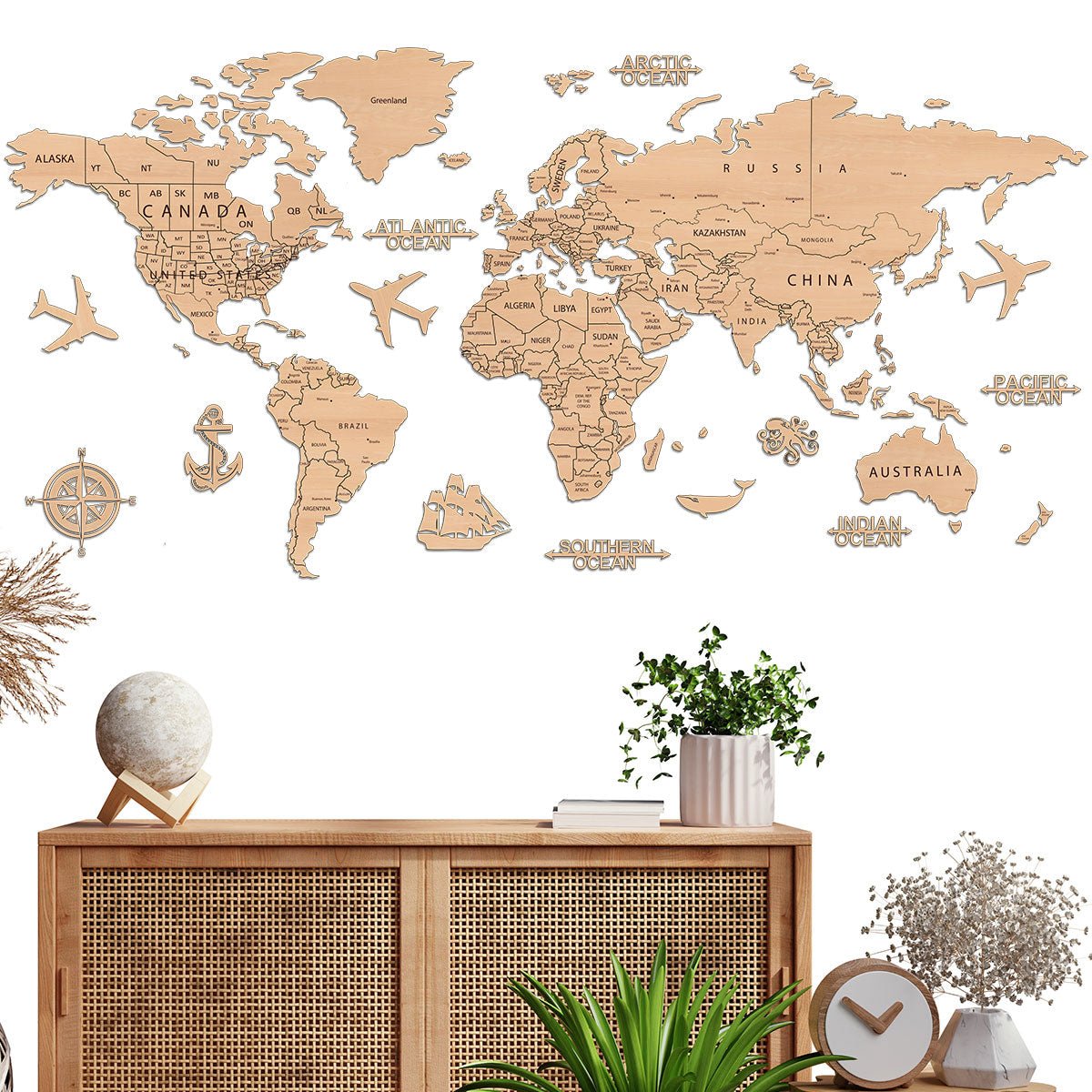 PREMIUM Weltkarte aus Holz - SMALL