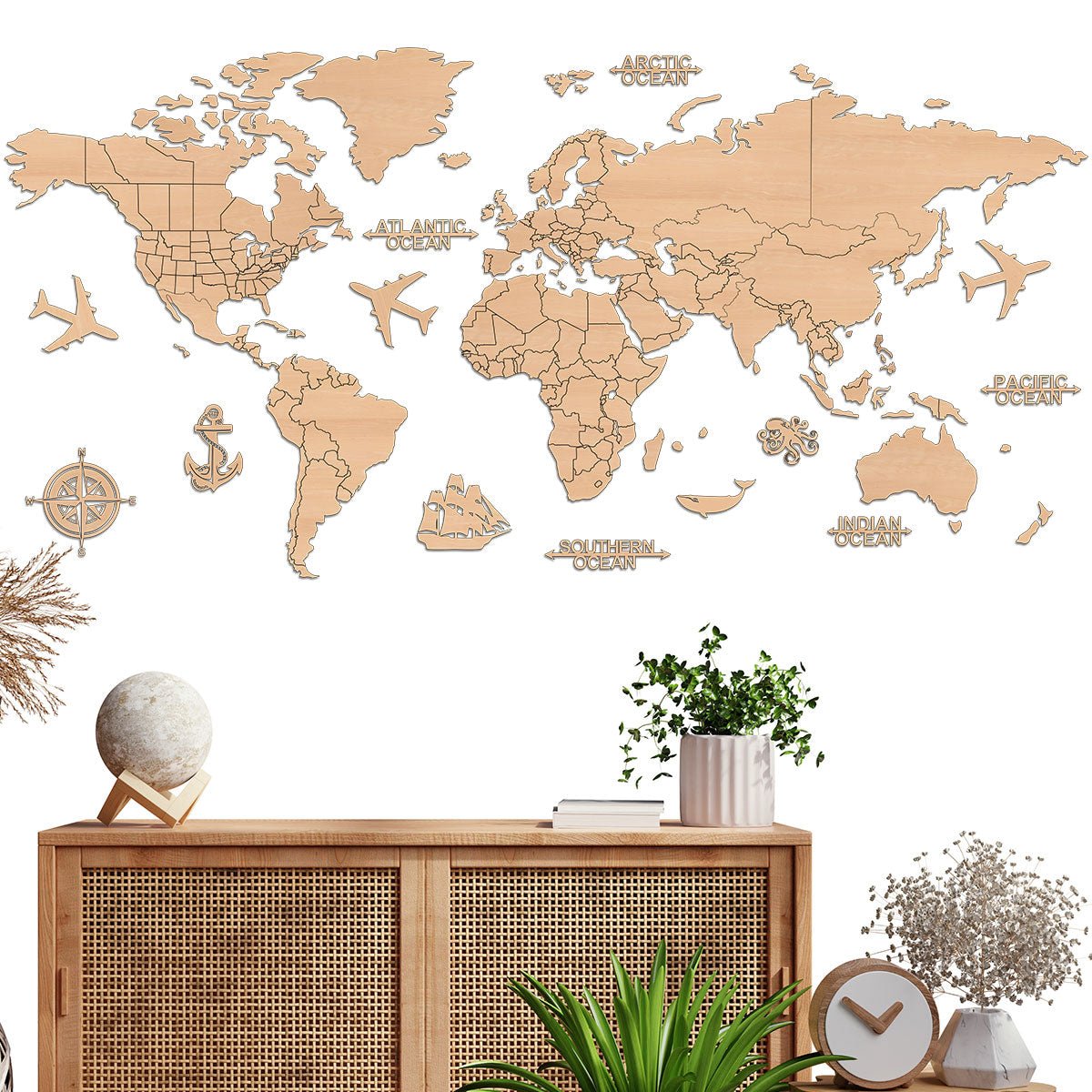 PREMIUM Weltkarte aus Holz - SMALL