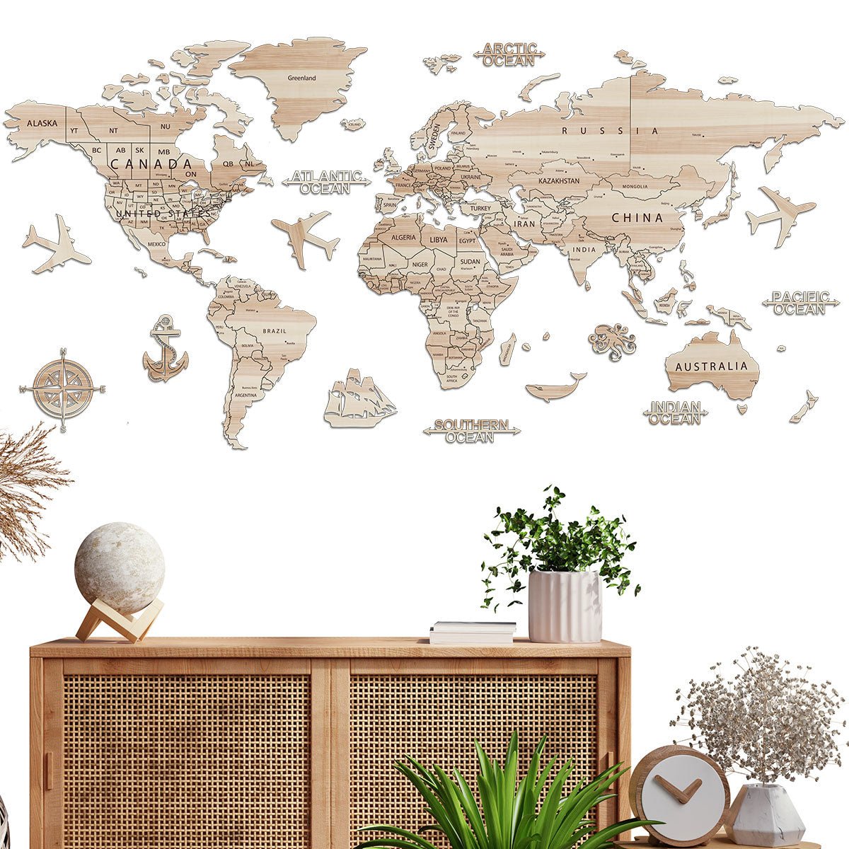PREMIUM Weltkarte aus Holz - SMALL