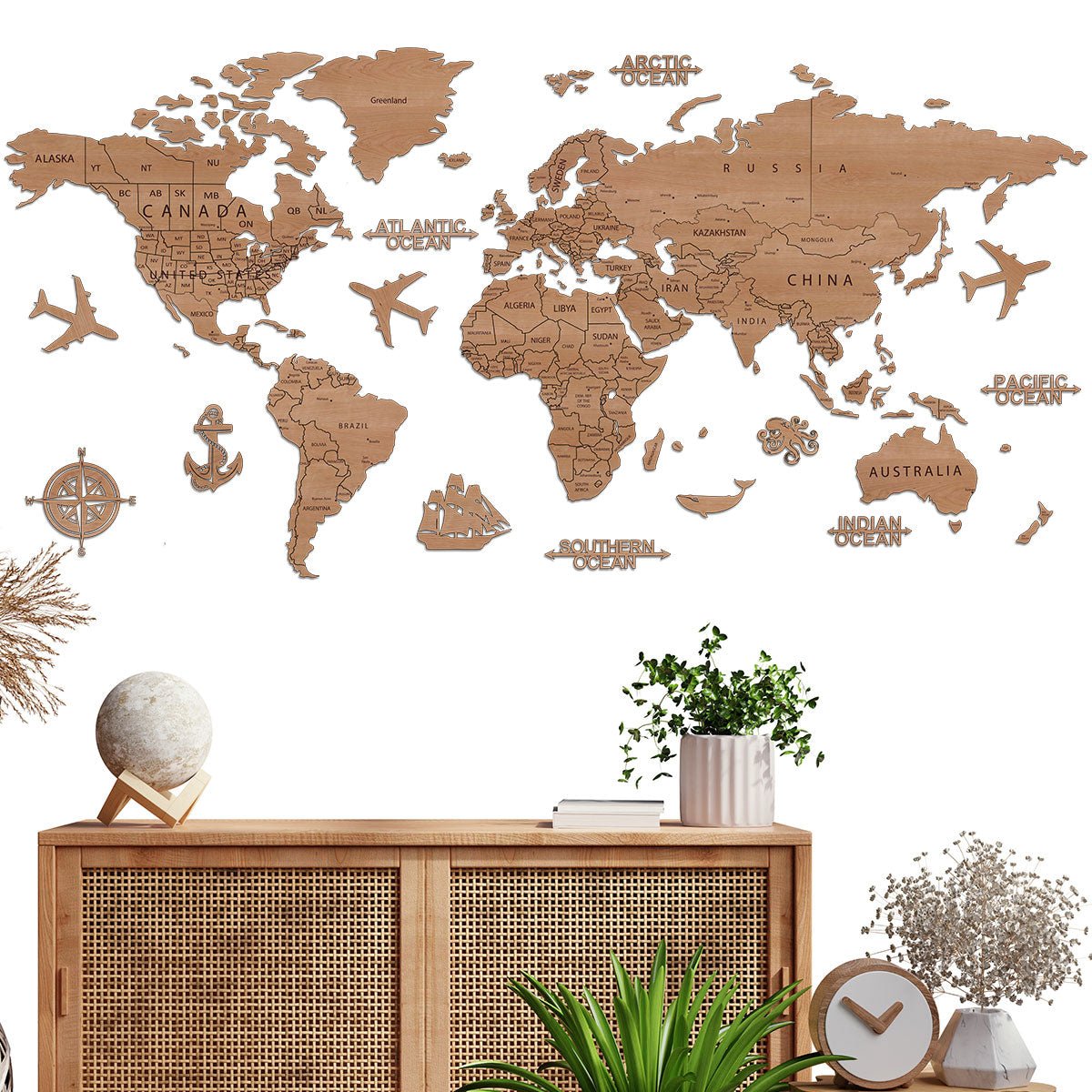 PREMIUM Weltkarte aus Holz - SMALL