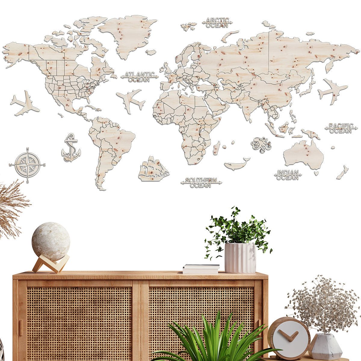 PREMIUM Weltkarte aus Holz - SMALL