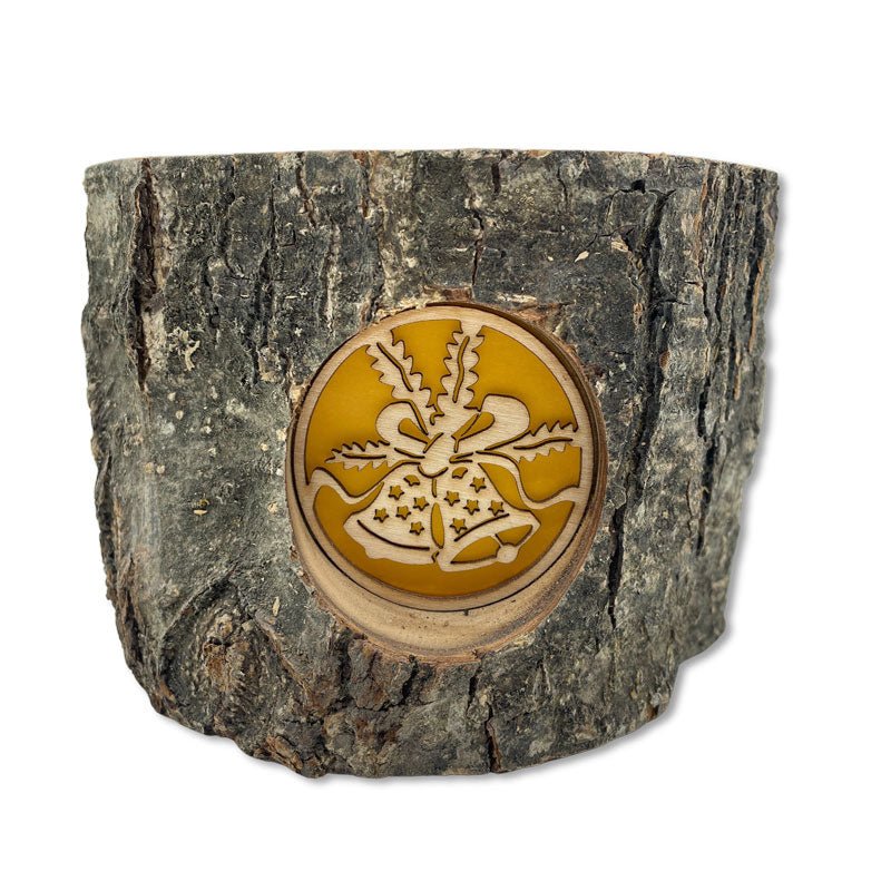 Holz-Windlicht mit festlichem Glockenschnitt, Weihnachtsdeko mit Teelicht