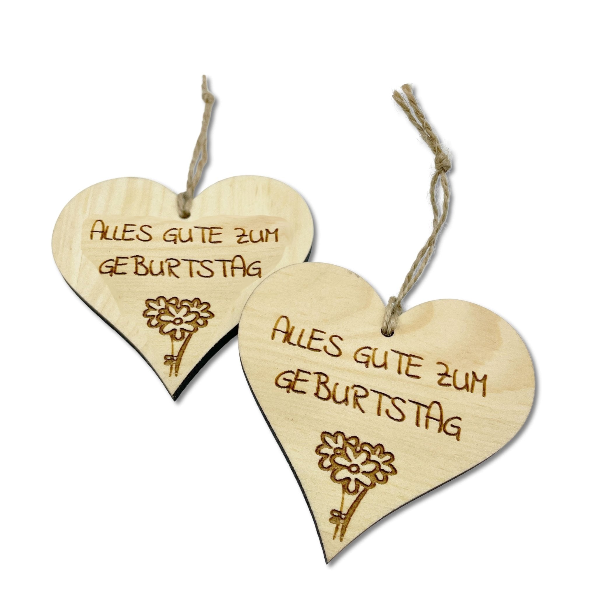 Natürliches Zirbenherz mit Geburtstagsspruch und feiner Holzmaserung – Geschenkidee aus Österreich - Holz Herz mit Spruch