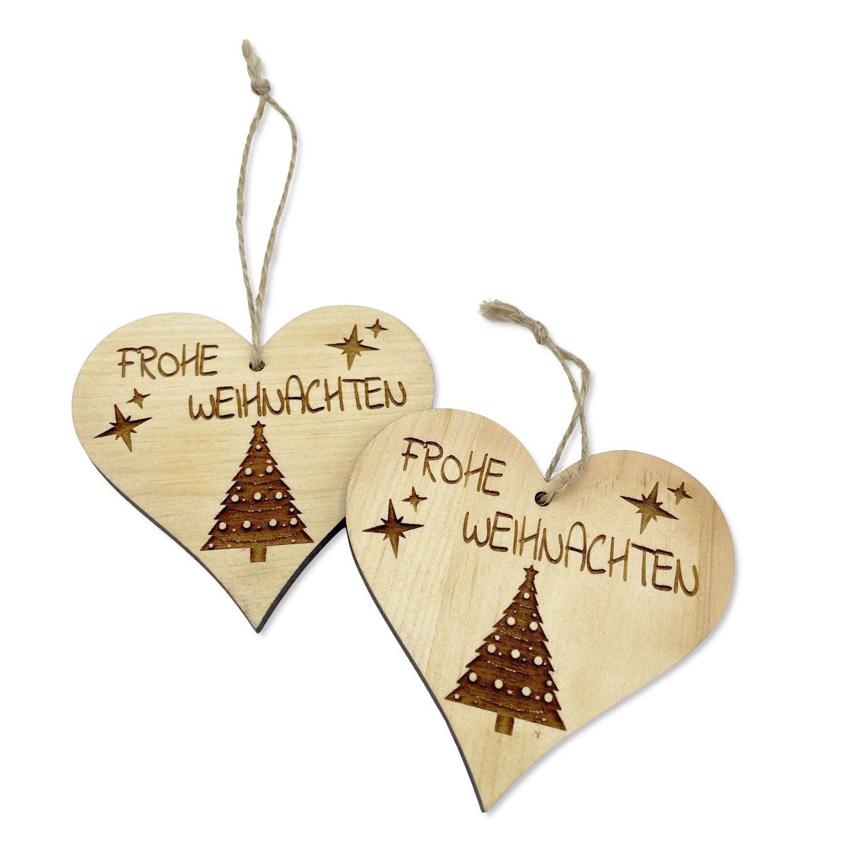 Natürliches Weihnachtsherz mit Gravur und Bändchen – festliche Dekoration aus Österreich - Holz Herz mit Spruch