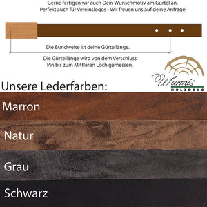 Ledergürtel mit Holzschnalle – Steinbock - Wurmis - Holzdeko