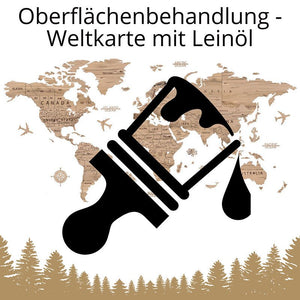 Oberflächenbehandlung Ölen - Weltkarte - Wurmis - Holzdeko