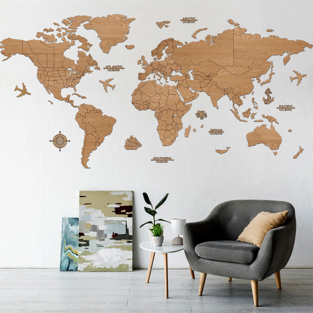 Weltkarte aus Holz (PREMIUM - LARGE) - Wurmis - Holzdeko