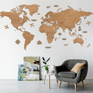 Weltkarte aus Holz (PREMIUM - LARGE) - Wurmis - Holzdeko