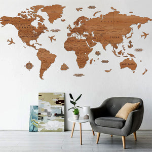 Weltkarte aus Holz (PREMIUM - LARGE) - Wurmis - Holzdeko