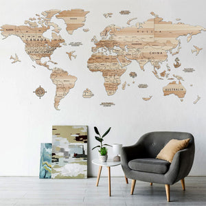 Weltkarte aus Holz (PREMIUM - LARGE) - Wurmis - Holzdeko