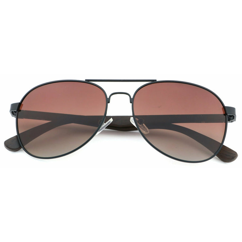 Apollo BLACK - Ebenholz Pilotenbrille - Wurmis-Holzdeko