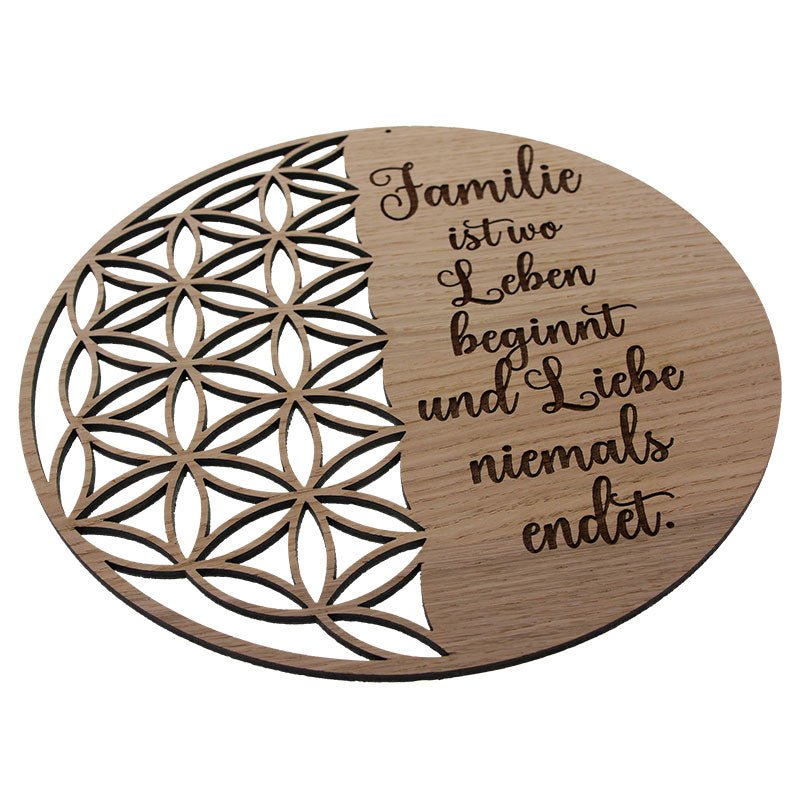 Blume des Lebens - Familie ist wo Leben - Wurmis-Holzdeko