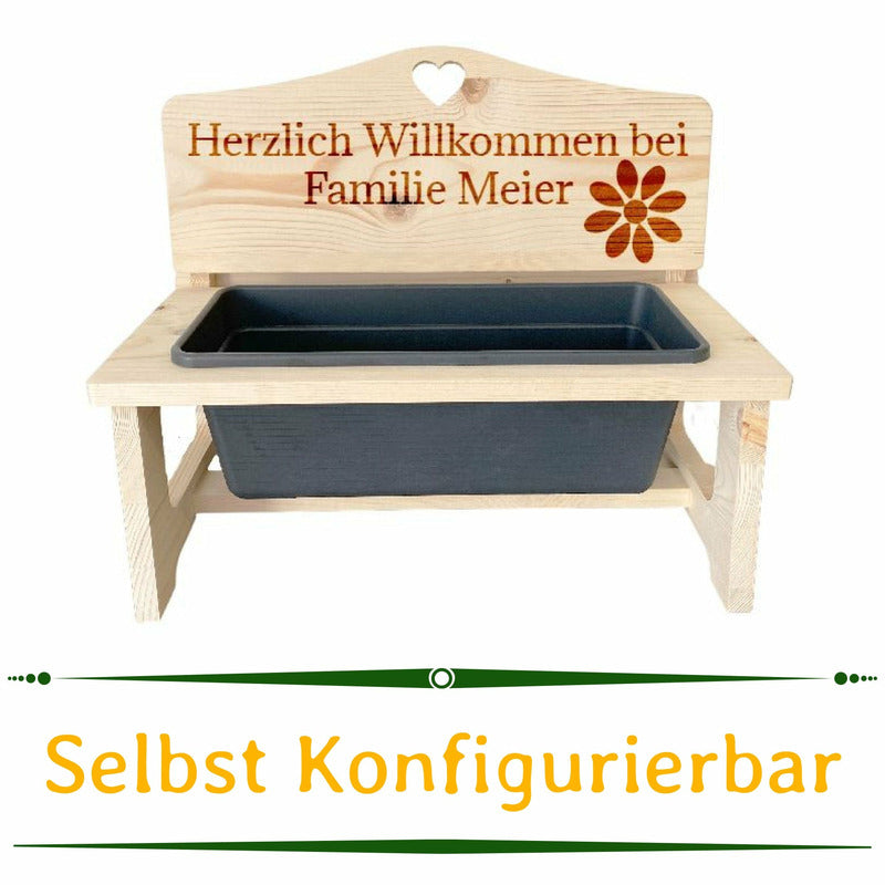 Blumenbankerl mit persönlicher Gravur - Wurmis-Holzdeko