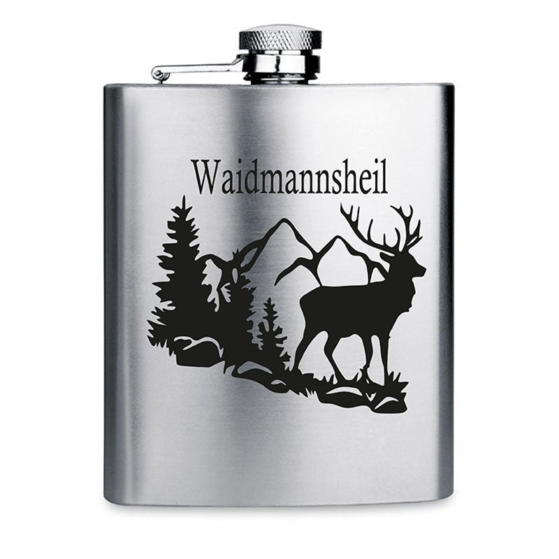 Flachmann Mit Gravur Waidmanns Heil Wurmis Holzdeko flachmann-mit-gravur-waidmanns-heil-wurmis-holzdeko