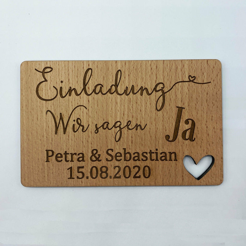 Hochzeitseinladung aus Holz - Wurmis-Holzdeko