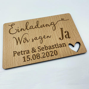 Hochzeitseinladung aus Holz - Wurmis-Holzdeko