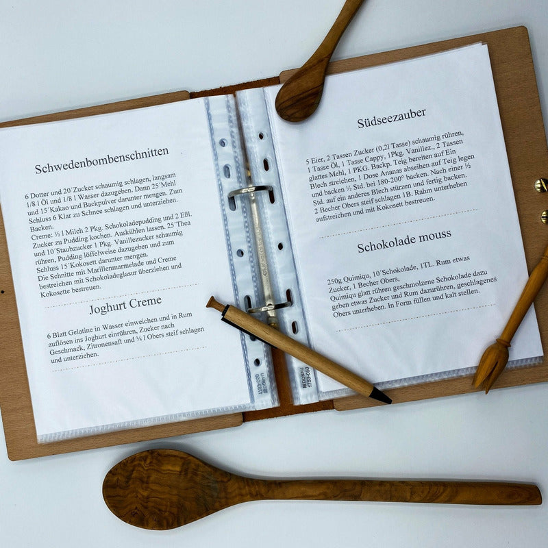 Kochbuch Ledereinband - Rezepte - Wurmis-Holzdeko