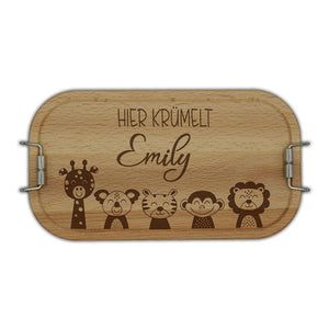 Lunchbox mit Namen - Safari Tiere - Wurmis-Holzdeko