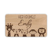 Personalisiertes Safari-Frühstücksbrettchen mit Elefant, Giraffe und Löwe