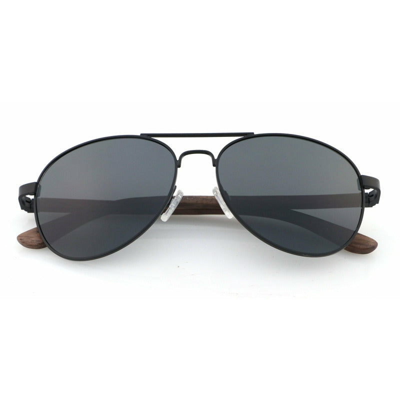 Sky BLACK - Walnuss Pilotenbrille - Wurmis-Holzdeko