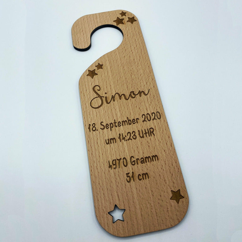 Türgriff Schild - Geburt - Wurmis-Holzdeko