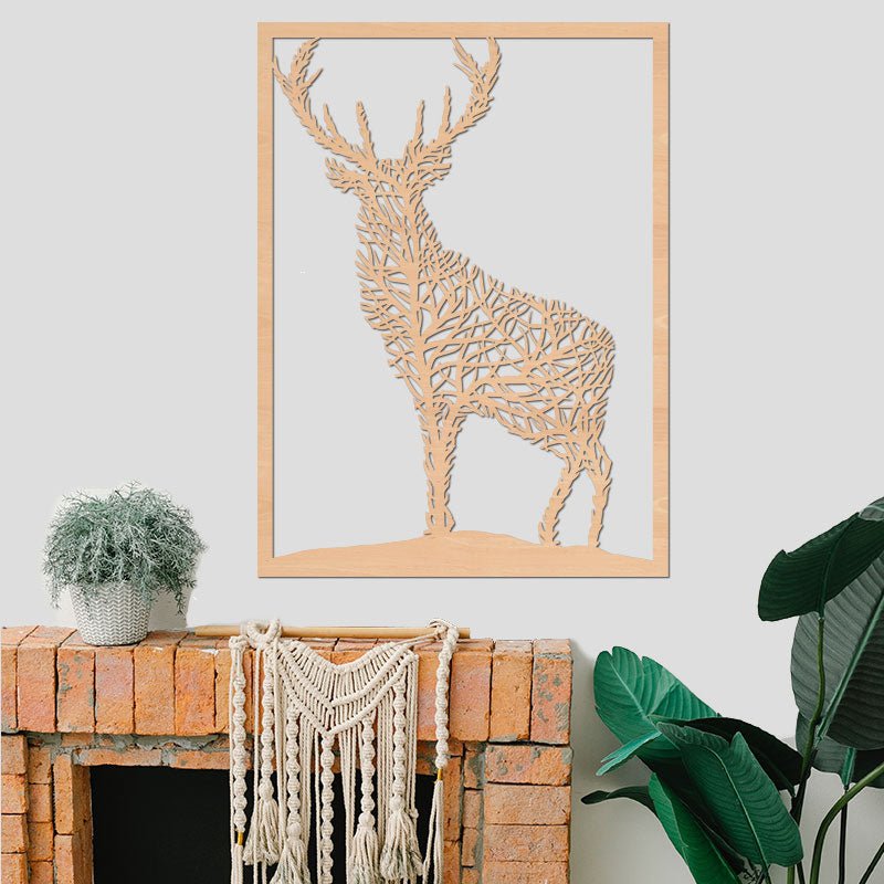 Wandbild Hirsch - Wanddeko aus Holz