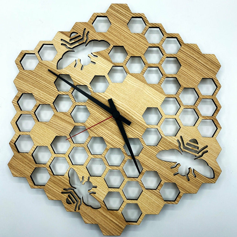 Wanduhr Bienenwabe - Wurmis-Holzdeko